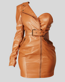 SoN Faux Leather Mini Dress