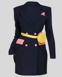 Femininity x Power Blazer Dress-Navy