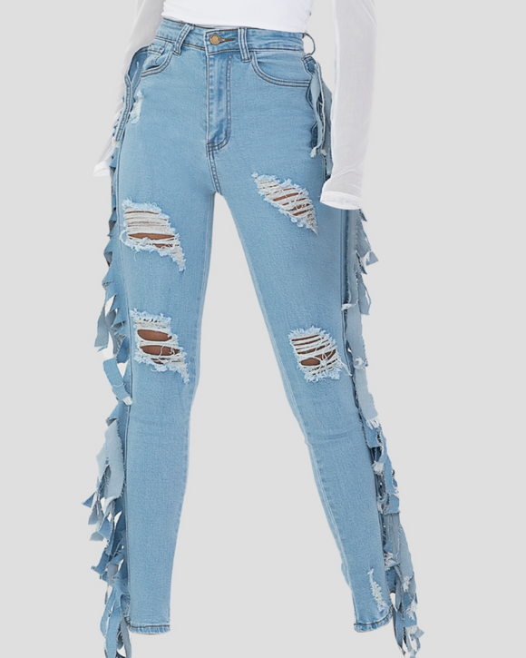Jessika GlamQ Distressed Denim Jeans